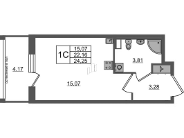 Студия № 292 Корп.: 12 , Секция 9  в ЖК Univer City