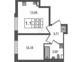 2 ккв (Евро) № 52 Корп.: 12 , Секция 2  в ЖК Univer City