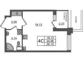Студия № 243 Корп.: 11 , Секция 6  в ЖК Univer City