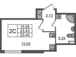 Студия № 218 Корп.: 5 , Секция 6  в ЖК Univer City