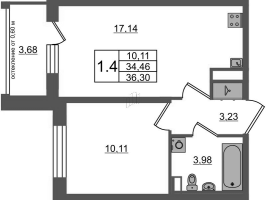 2 ккв (Евро) № 358 Корп.: 12 , Секция 11  в ЖК Univer City