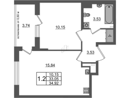 2 ккв (Евро) № 92 Корп.: 11 , Секция 3  в ЖК Univer City