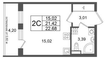 Студия № 45 Корп.: 9 , Секция 1  в ЖК Univer City