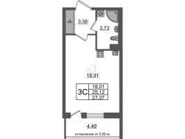 Студия № 325 Корп.: 11 , Секция 9  в ЖК Univer City