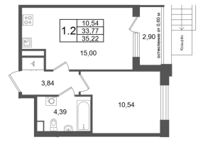2 ккв (Евро) № 121 Корп.: 9 , Секция 4  в ЖК Univer City