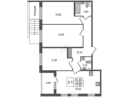 4 ккв (Евро) № 110 Корп.: 1 , Секция 4  в ЖК Univer City