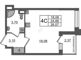 Студия № 195 Корп.: 11 , Секция 5  в ЖК Univer City