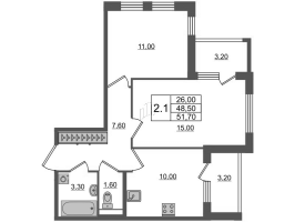 2 ккв № 8 Корп.: 2 , Секция 1  в ЖК Univer City