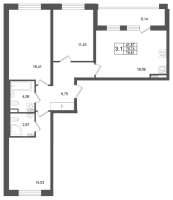 4 ккв (Евро) № 207 Корп.: 9 , Секция 6  в ЖК Univer City