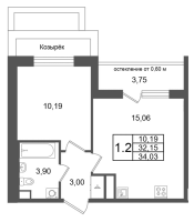 2 ккв (Евро) № 132 Корп.: 9 , Секция 4  в ЖК Univer City