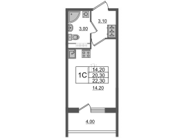 Студия № 37 Корп.: 2 , Секция 1  в ЖК Univer City