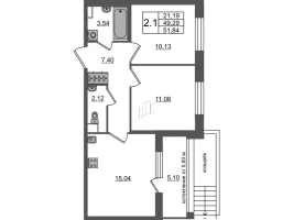 3 ккв (Евро) № 478 Корп.: 11 , Секция 13  в ЖК Univer City