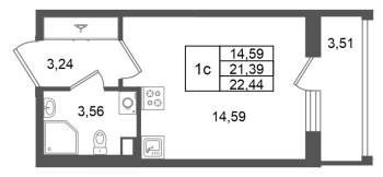 Студия № 315 Корп.: 7 , Секция 8  в ЖК Univer City