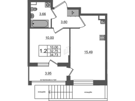 2 ккв (Евро) № 202 Корп.: 12 , Секция 6  в ЖК Univer City