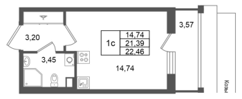 Студия № 322 Корп.: 7 , Секция 8  в ЖК Univer City