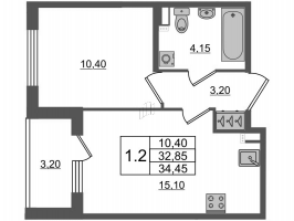 2 ккв (Евро) № 124 Корп.: 2 , Секция 4  в ЖК Univer City