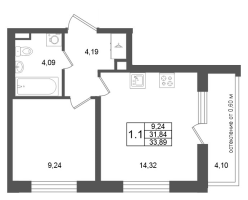 1 ккв № 180 Корп.: 9 , Секция 6  в ЖК Универ Сити