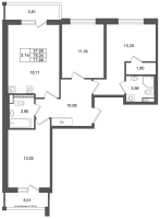 4 ккв (Евро) № 416 Корп.: 7 , Секция 11  в ЖК Универ Сити