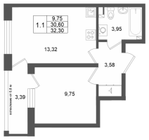 1 ккв № 19 Корп.: 7 , Секция 1  в ЖК Универ Сити