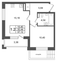 2 ккв (Евро) № 143 Корп.: 10 , Секция 4  в ЖК Универ Сити