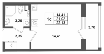 Студия № 27 Корп.: 7 , Секция 1  в ЖК Универ Сити