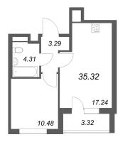 2 ккв (Евро) № 275 Корп.: 7 , Секция 7  в ЖК Универ Сити