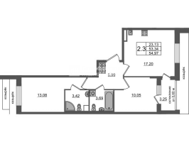 3 ккв (Евро) № 374 Корп.: 11 , Секция 10  в ЖК Универ Сити