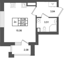 Студия № 122 Корп.: 7 , Секция 4  в ЖК Универ Сити
