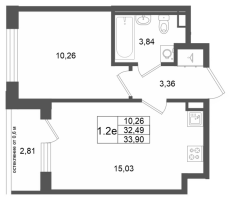 2 ккв (Евро) № 8 Корп.: 7 , Секция 1  в ЖК Универ Сити