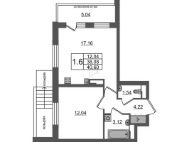 2 ккв (Евро) № 4 Корп.: 12 , Секция 1  в ЖК Универ Сити