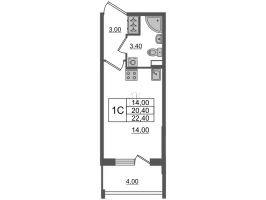 Студия № 75 Корп.: 1 , Секция 3  в ЖК Универ Сити