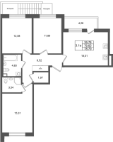 4 ккв (Евро) № 373 Корп.: 7 , Секция 10  в ЖК Универ Сити
