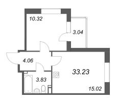 2 ккв (Евро) № 13 Корп.: 8 , Секция 1  в ЖК Универ Сити