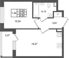 2 ккв (Евро) № 124 Корп.: 7 , Секция 4  в ЖК Универ Сити