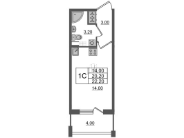 Студия № 93 Корп.: 1 , Секция 3  в ЖК Универ Сити