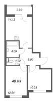 2 ккв № 311 Корп.: 7 , Секция 8  в ЖК Универ Сити