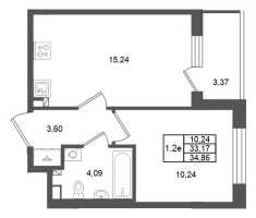 2 ккв (Евро) № 130 Корп.: 7 , Секция 4  в ЖК Универ Сити