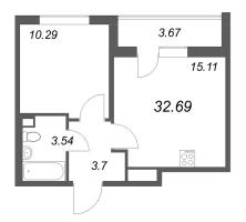 2 ккв (Евро) № 426 Корп.: 7 , Секция 12  в ЖК Универ Сити