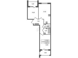 3 ккв (Евро) № 95 Корп.: 1 , Секция 3  в ЖК Универ Сити