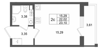 Студия № 67 Корп.: 7 , Секция 2  в ЖК Универ Сити