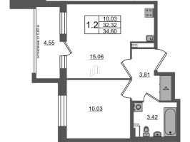 2 ккв (Евро) № 195 Корп.: 12 , Секция 5  в ЖК Универ Сити