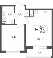 2 ккв (Евро) № 186 Корп.: 7 , Секция 5  в ЖК Универ Сити