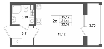 Студия № 69 Корп.: 7 , Секция 2  в ЖК Универ Сити