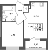 2 ккв (Евро) № 490 Корп.: 7 , Секция 14  в ЖК Универ Сити