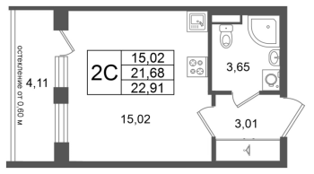 Студия № 6 Корп.: 9 , Секция 1  в ЖК Универ Сити