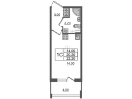 Студия № 89 Корп.: 1 , Секция 3  в ЖК Универ Сити