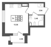 Студия № 135 Корп.: 7 , Секция 4  в ЖК Универ Сити