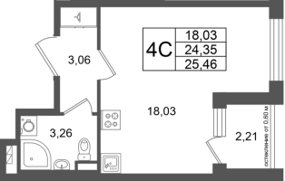 Студия № 76 Корп.: 9 , Секция 2  в ЖК Универ Сити