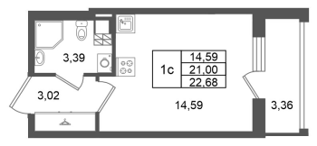 Студия № 330 Корп.: 7 , Секция 8  в ЖК Универ Сити