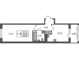 1 ккв № 1 Корп.: 11 , Секция 1  в ЖК Универ Сити